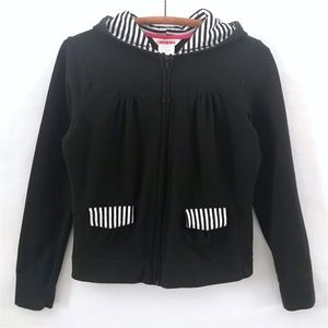 Nurl Black White Zip Hoodie Flap Pockets Jacket